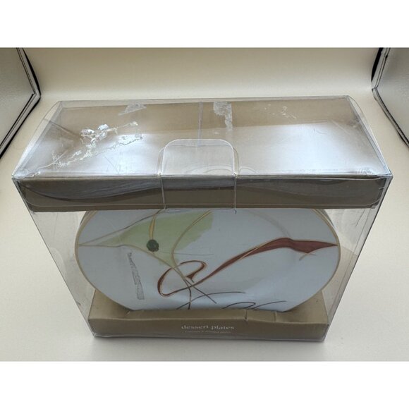 Set of 4 Pier 1 Martini Cocktail Dessert Plates Olive Porcelain Appetizer 7.5" - Picture 12 of 16